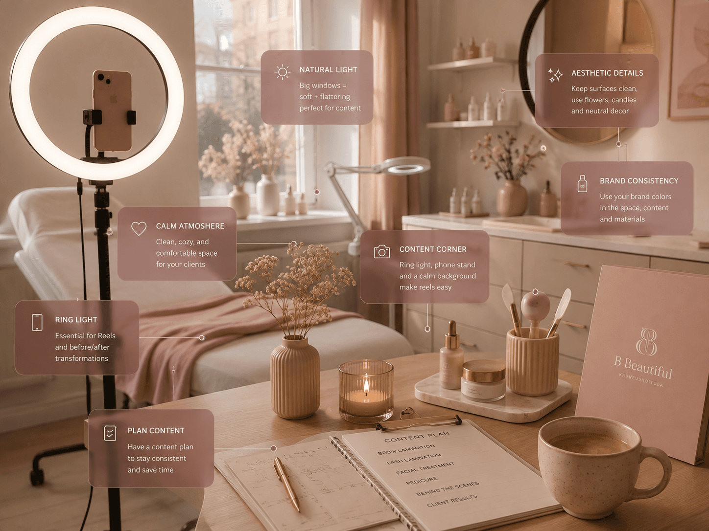 Beauty salon brand identity across social media
